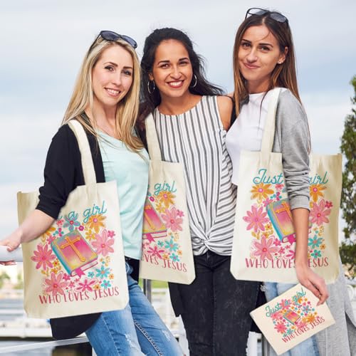 jeilink Jesus Bible Bow Religious Christian Gifts for Women Tote Bag Cosmetic Bag for Birthday Work Friendship Christmas