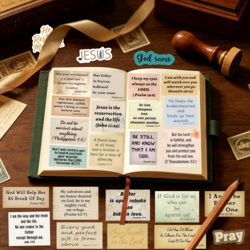 300pcs Vintage Bible Verse Stickers, Christian Bible Quote Stickers - style: Christian