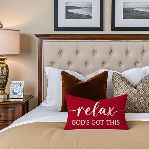 Red Christmas Pillow Covers 12x20 Inch Set of 2, Christian Decor - color: Red