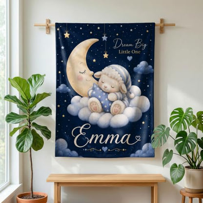 Personalized Baby Blanket With Name, Custom Baby Blankets Gift for Boy Girl - color: Night Navy, size: Lamb