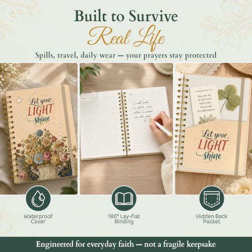 140 Pages Hardcover Blank Christian Notebook,Let Your Light Shine - color: Light Shine