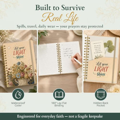 140 Pages Hardcover Blank Christian Notebook,Let Your Light Shine - color: Light Shine