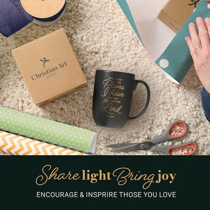 Christian Art Gifts Large Scripture Coffee Mug for Men, Women & Grads - color: Know the Plans/Charcoal & Gold