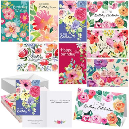 Zhanmai 80 Pcs Christian Birthday Card Bible Verse, Watercolor Flower Style - style: Watercolor Flower Style :