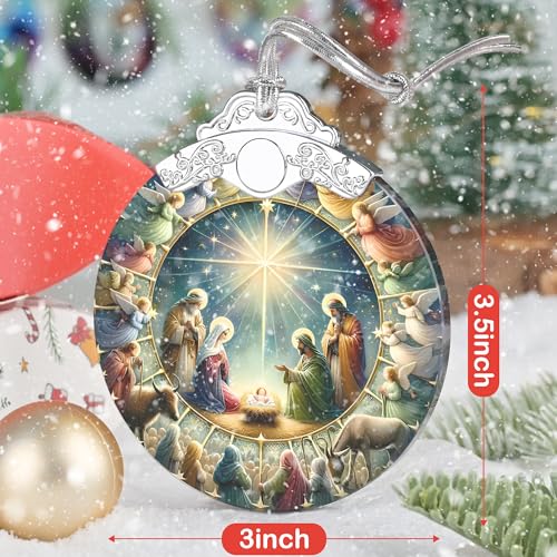 Christian Gifts: Nativity Christmas Ornaments - Religious Gifts for Kids and Women of Faith - Christmas Tree Decoration Stained Glass Nativity Ornament - color: Nativity