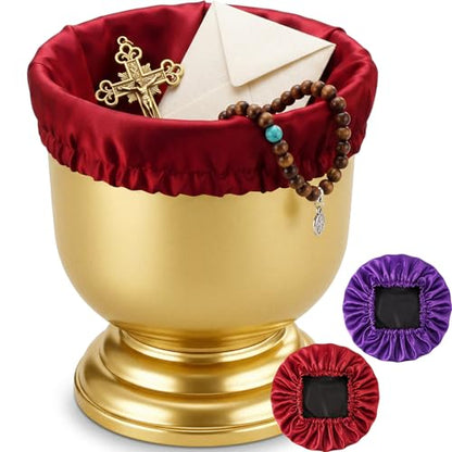Zhehao 1 Pcs Large Offering Pot for Church Offering Pot with Removable Liner Prayer Ritual Bowl Tithes and Donations Smudge Basket for Church Communion Supplies (Stylish) - style: Stylish