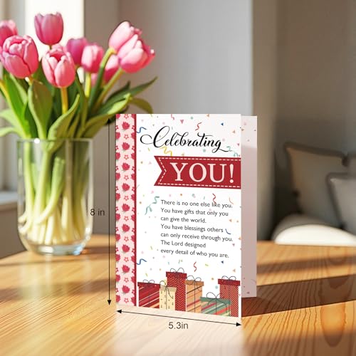 Qiliji Christian Birthday Card for Him Her, Religious Birthday Greeting Card, Inspirational Happy Bday Cards Gifts for Friends Family - color: Christian Birthday
