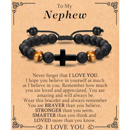 EFVISD Cross Bracelet Gifts for Boys Girls Christian Religious Gifts - color: Nephew