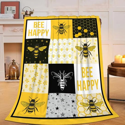 Bee Soft Cozy Blanket Bees Throw Blanket Super Plush Warm Stuff Lightweight Fleece Flannel Blankets Gifts for Women Girls Kids Adults 50"X40" - color: Bee, size: 50"x40"