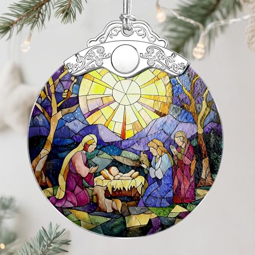 Christmas Ornament, Christmas Tree Decor, Christian Ornament, Nativity Scene, Religious Home Decor, Christian Gifts, Religious Gifts, Gift Exchange, Gift Idea - Pattern E - color: Nativity Pattern J