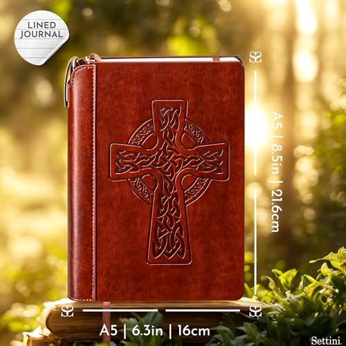 SETTINI® Vegan Leather Journal Gift Set with Pen 192 Pages, Celtic Cross - color: Celtic Cross