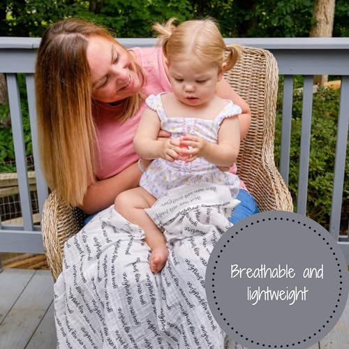 LollyBanks Muslin Swaddle Blanket, 47 x 47 in, Newborn Receiving Blanket - color: You Are My Sunshine
