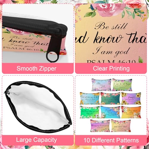 30Pcs Christian Makeup Bag Christian Gifts for Women Bible Verse Flower Cosmetic Bags Inspirational Gifts Travel Toiletry Motivational Makeup Pouch for Women Mother’s Day Church Favors - style: Colorful Bible