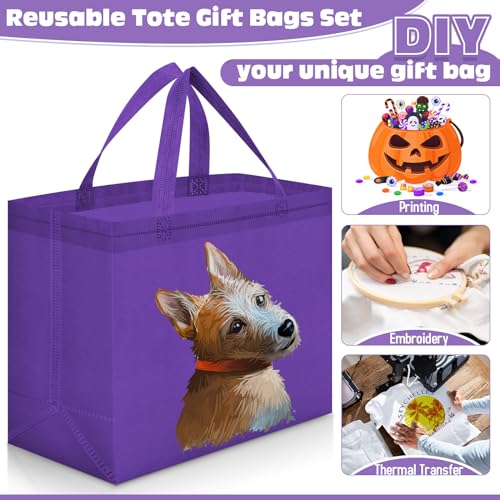 Windyun Reusable Grocery Bags Non Woven with Handles - color: Dark Purple