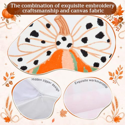 Mixweer 4 Pcs Fall Pillow Covers Set, 18 x 18 Inch Embroidered Autumn Throw Pillow Cases, Harvest Thanksgiving Square Throw Cushion Cover for Couch Sofa Bed Home Decoration - style: Fall