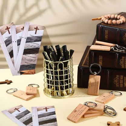 Spakon 10 Sets Christian Gifts Bulk, Scripture Keychain Pen Bookmark Set
