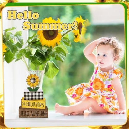 Britimes Tiered Tray Decor Set, 4 Pack, Wooden, Sunflower Farmhouse - color: Sunflower