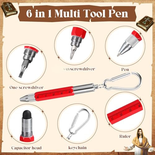 Pajean 12 Set 6 in 1 Multi Tool Pen Bible Verse Bookmarks Screwdriver