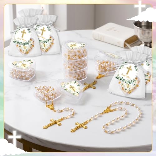 ANGOLIO Baptism Religious Gift Bulk, Bead Rosary Cross Necklaces