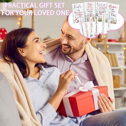 Wxiben Spanish Bible Verse Gifts for Women 24 Pcs Inspirational Scripture Pens Notebook Christian Floral Ballpoint Pens Journals Religious Faith Gifts for Prayer Sunday School Church Christmas - style: Spanish Bible Verse