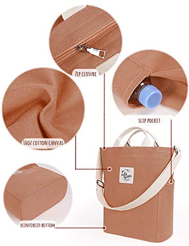 Lily queen Women Canvas Tote Handbags Casual Shoulder Work Bag Crossbody - color: Brown Sugar