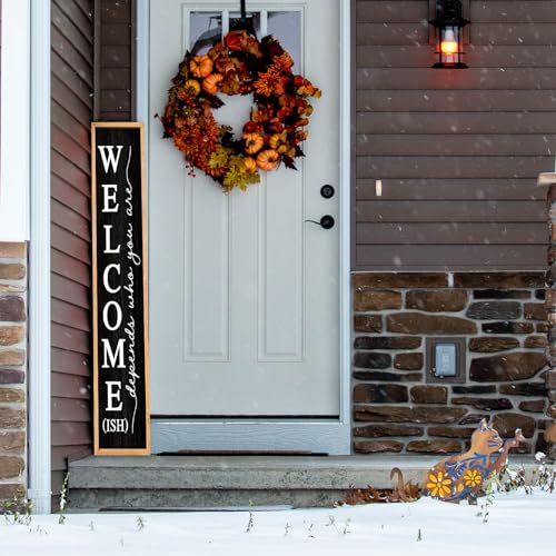 RLWangChao Welcome-ish Sign for Front Porch Standing, 45"X9", Wood Black - color: Wood Black Sign