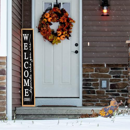 RLWangChao Welcome-ish Sign for Front Porch Standing, 45"X9", Wood Black - color: Wood Black Sign