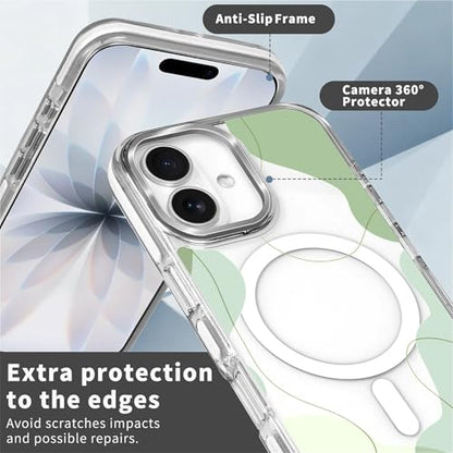 for iPhone 17 Case [Compatible with Magsafe],Girls Women Clear Magnetic Case Silicone Shockproof Protective Cover with Pattern Aesthetic Green Wavy Art - color: Aesthetic Green Wavy Art, size: iPhone 17