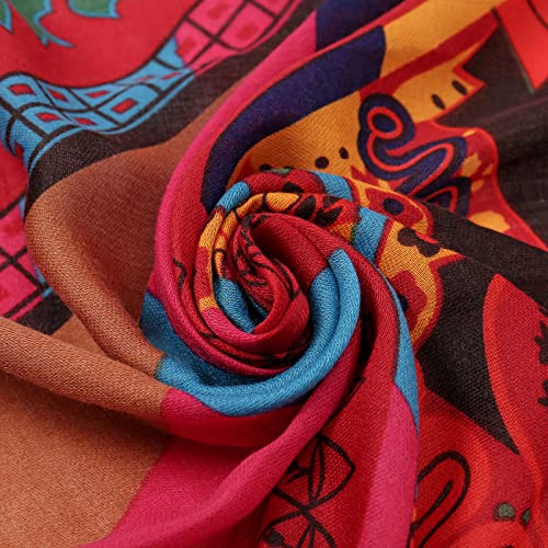Yeieeo Boho Scarf for Women Lightweight Floral Printed Scarf Fall Winter Fashion Fringed Shawl - color: Floral 23