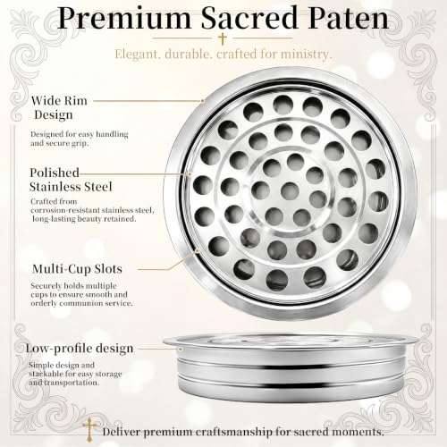 Stainless Steel Communion Tray, 40 Cup Openings, Stackable Silver Church Communion Cup Holder for Worship Services, Holy Communion Supplies, 1 Tray Only, Cups and Lid Not Included - color: Silver