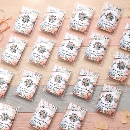 Hollowfly 50 Sets Christian Inspirational Gifts Daisy Lapel Pins Cards