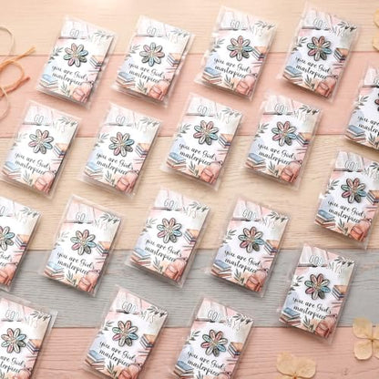 Hollowfly 50 Sets Christian Inspirational Gifts Daisy Lapel Pins Cards