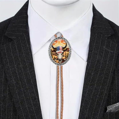 GelConnie Gothic Bolo Tie for Men Women 3D Art Western Cowboy Necktie - color: Cow Skull Bolo Tie