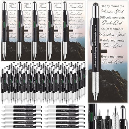 Sayglossy 150 Set Christmas Christian Gift Bulk Multitool Pen,Black - color: Black