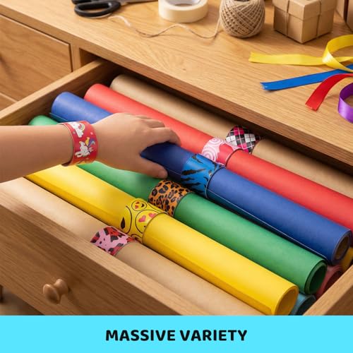LovesTown Slap Bracelets for Kids, 48 PCS Snap Bracelets Party Favors - style: Kids