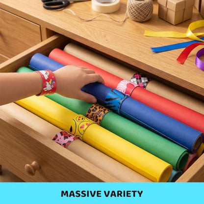 LovesTown Slap Bracelets for Kids, 48 PCS Snap Bracelets Party Favors - style: Kids