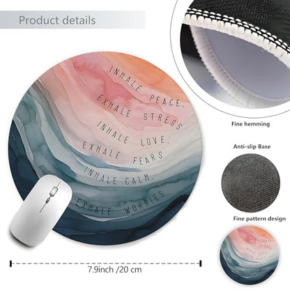Inspirational Mouse Pad ，Calming Ocean Theme Mousepad Mouse Mat with Non-Slip Rubber Base for Home Office Desk Accessories,Aesthetic Office Supplies,7.9x7.9 Inch - color: Color-2