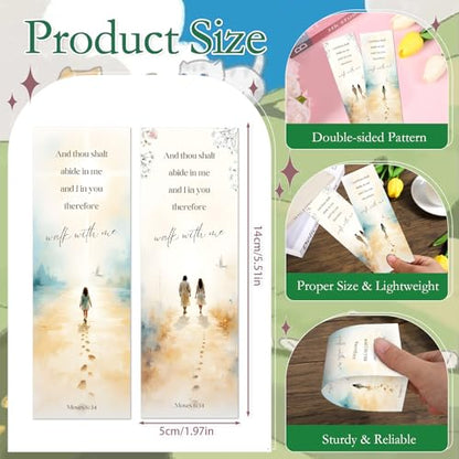 Wxiben Christian Jesus Bookmarks Gifts - 100 Pcs Bible Verse Paper Bookmarks Wallk with Me Scripture Book Markers Page Clip Faith Gift for Women Men Book Lovers Bible Study Church Reading Supplies - color: Christian Jesus