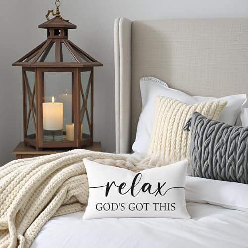 Give It to God and Go to Sleep Pillow Covers 12x20 Set of 2, White - color: White