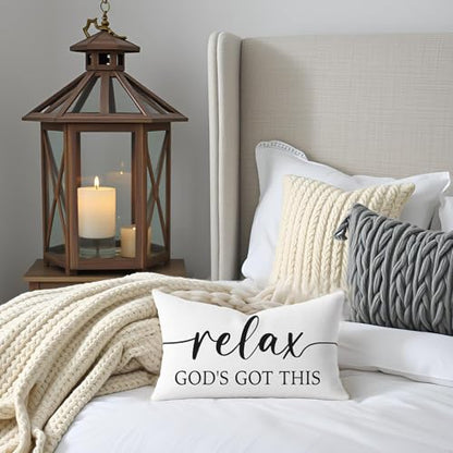 Give It to God and Go to Sleep Pillow Covers 12x20 Set of 2, White - color: White