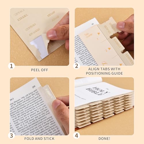 Leather Bible Tabs, Bible Tabs for Women and Men(Gold Foil Lettering) Large Print Stickers, Easy to Read and Apply, 66 Chapters & 14 Blank DIY Labels for Easy Navigation, Christian Accessories(Beige) - style: Leather Beige