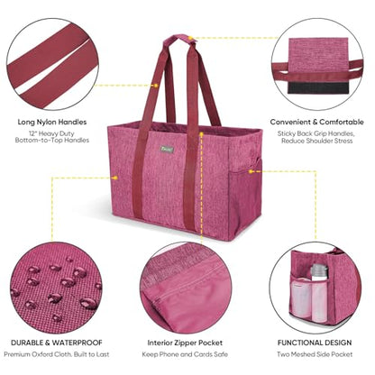 BALEINE Soft 9 Gallon Extra Large Utility Tote, Foldable Reusable Storage Bag (Berry Pink) - color: Berry Pink, size: 1-Pack