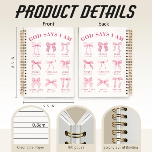 Cute Christian Pink Bow Notebook Bible Journal for Women Teen Girl - color: Christian Pink Bow -(A5)