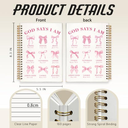 Cute Christian Pink Bow Notebook Bible Journal for Women Teen Girl - color: Christian Pink Bow -(A5)