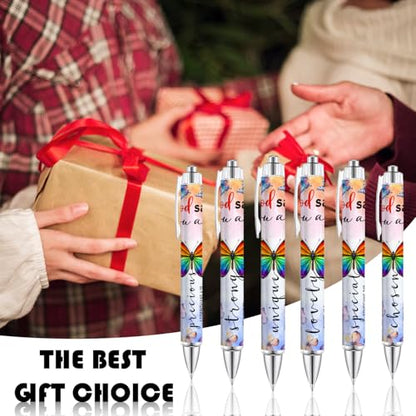 6Pcs Bible Verse Pens - Christian Gifts for Women, Butterfly Inspirational for Sister, Friend, Religious Office Supplies, Black Ink Smooth Writing Retractable Pens for School and Stress Relief - style: Bible Verse