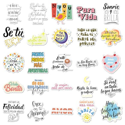 50Pcs Spanish Motivational Stickers, Waterproof Inspirational Positive Affirmation Vinyl Aesthetic Decals for Water Bottle, Laptop, Scrapbook, Skateboard, Children, Teenagers, Boys, Girls, Adults - color: Spanish Motivational Stickers-2