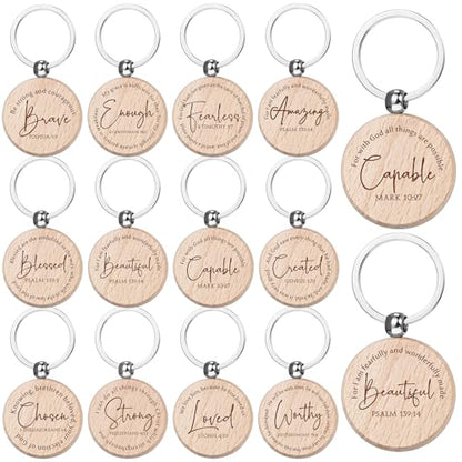 Sureio 48 Pcs Bible Verse Keychains Christian Gifts for Church, Round - style: Round