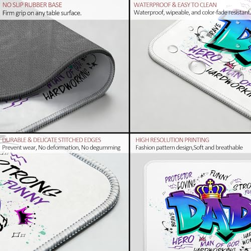 Dad Mouse Pad, Dad Father's Day Birthday Gifts from Daughter and Son Mouse Pad for Work Computers Laptop Home Office Desk Accessories, 9.5x7.9 Inch - color: Interesting text Mouse pad S