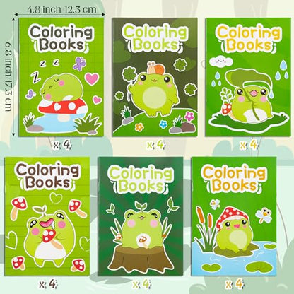 ANGOLIO 24Pcs Frog Mushroom Coloring Book Bulk for Kids Cute Frog Activity Book Cartoon Animals DIY Art Booklet for Kid Birthday Party Gift Goodie Bags Filler School Prize - style: Frog