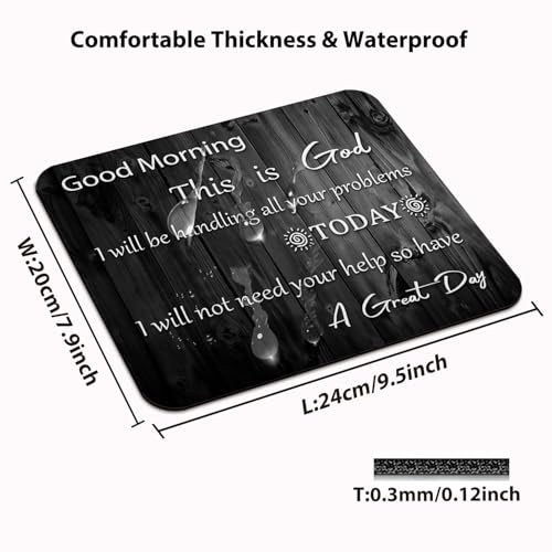 Good Morning This is God Christian Mouse Pad, Rustic Black Wood Desk Mat - color: Custom Designs Art 018